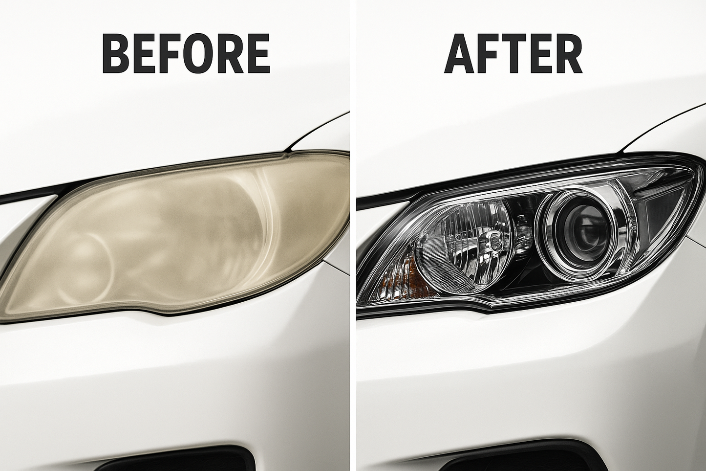 before and after headlight restoration picture for website header