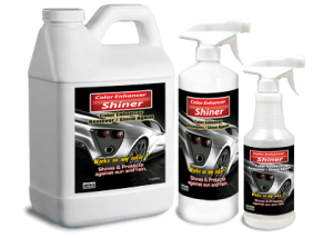 Removes excess Color Enhancer and serves as a surface shine agent which adds luster and gloss to the vehicles finish.
Easy to use just spray over the area and remove excess with lint free cloth.  Dries Shiny.